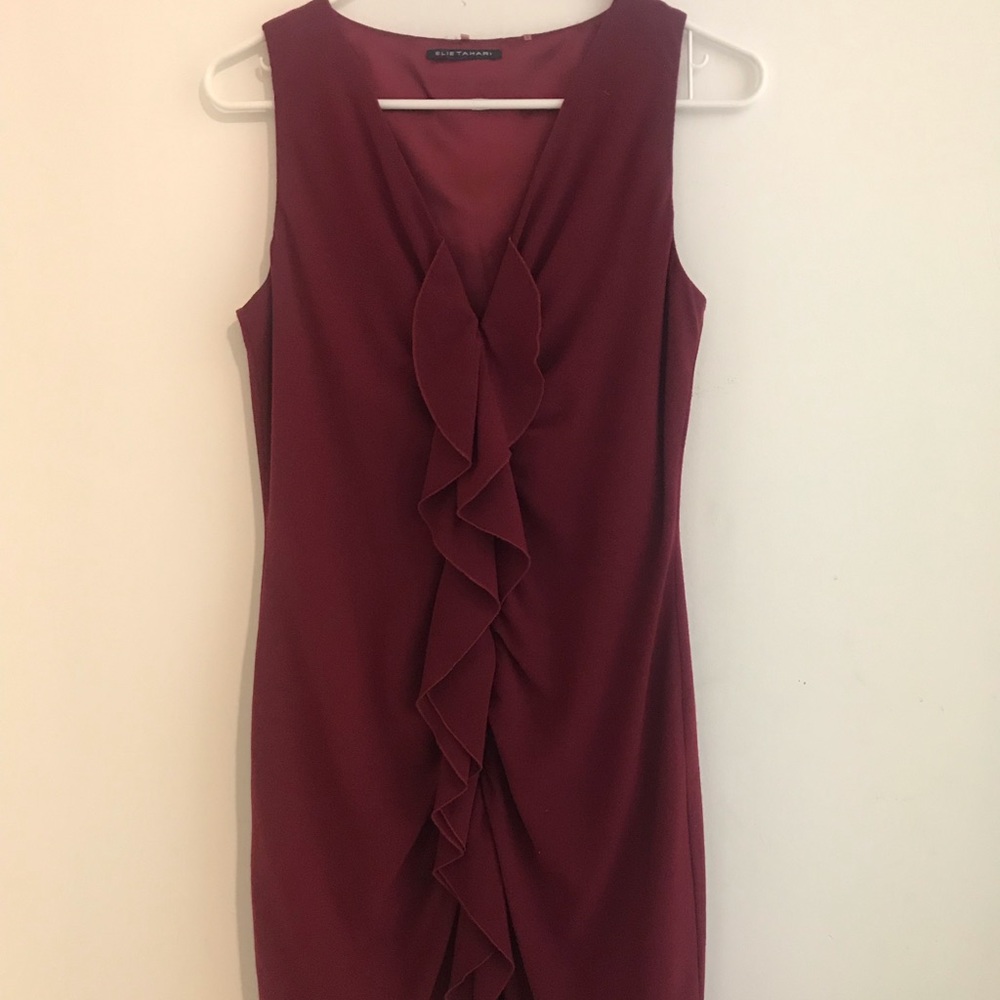 Elie Tahari red dress with ruffles